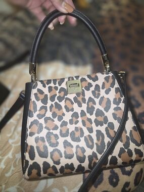 kate spade Leopard Print Top-Handle Satchel - Tan/Black